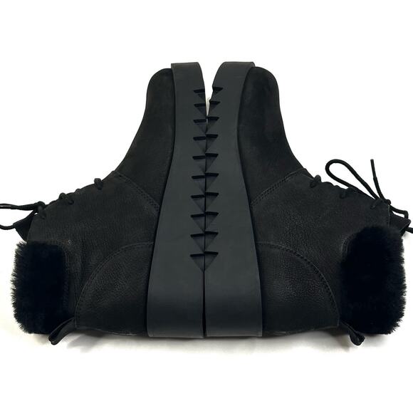 Eileen Fisher Kenille Black Nubuck Bootie Shearling Trim Wedge Womens 7 New $255 - Picture 6 of 10